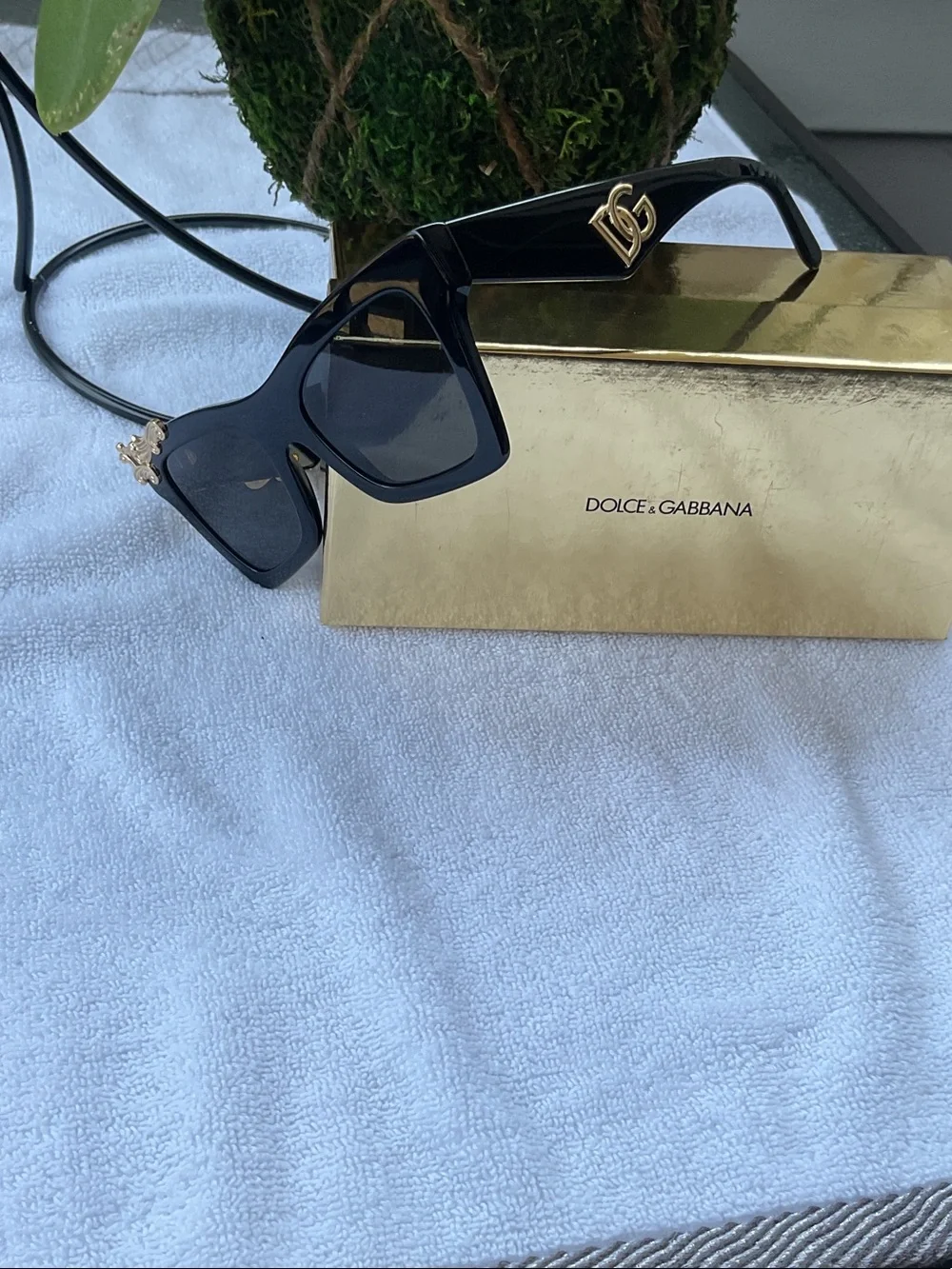 Dolce & Gabbana Black Sunglasses with Gold Filigree Detail